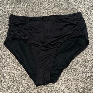 High Rise Runched Black Swimsuit Bottoms
